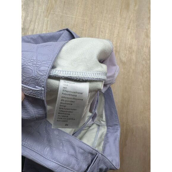 Naked Wardrobe Women's 2X Lavender Faux Leather Croc Straight Leg Pants Wide Leg - Picture 3 of 7